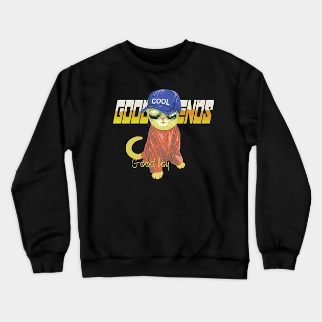 cool cat Crewneck Sweatshirt by JKAN
